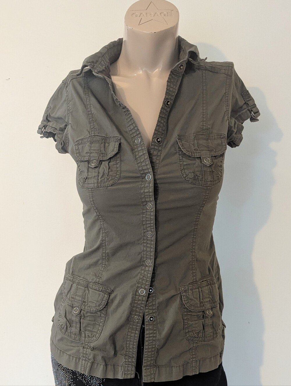 Garage Y2K Kaky Short-Sleeve Utility Button-Down Shirt